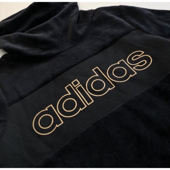 NWT Adidas Black Gold Velour Pullover - Picture 2 of 6
